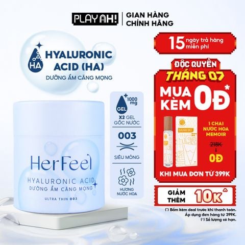 Bao cao su dưỡng ẩm Her Feel HA Hộp 3/10 Gấp đôi gel dưỡng ẩm cao cấp