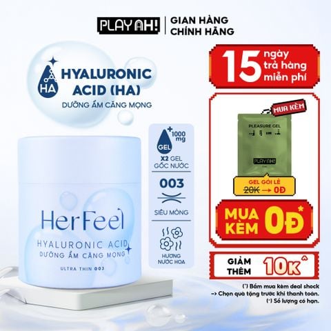 Bao cao su dưỡng ẩm Her Feel HA Hộp 3/10 Gấp đôi gel dưỡng ẩm cao cấp