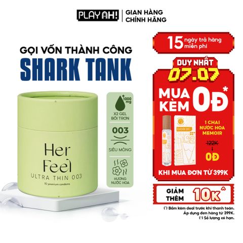 Bao cao su PlayAh Her Feel Ultra Thin 0.03 Hộp 10 Size 52mm Siêu Mỏng Nhiều Gel Cao Cấp