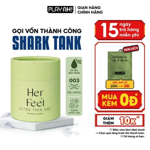 Bao cao su PlayAh Her Feel Ultra Thin 0.03 Hộp 10 Size 52mm Siêu Mỏng Nhiều Gel Cao Cấp