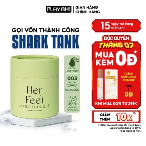 Bao cao su PlayAh Her Feel Ultra Thin 0.03 Hộp 10 Size 52mm Siêu Mỏng Nhiều Gel Cao Cấp