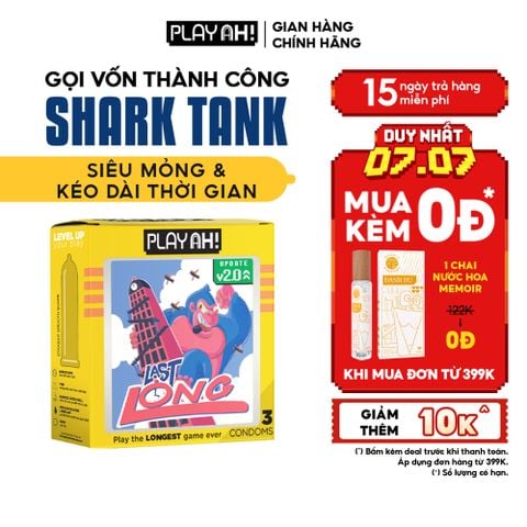 Bao Cao Su PlayAh Last Long Siêu Mỏng Kéo Dài Quan Hệ Thời Gian Hộp 3 size 52mm
