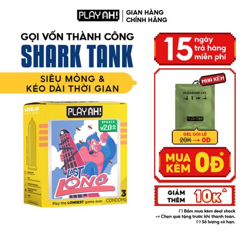 Bao Cao Su PlayAh Last Long Siêu Mỏng Kéo Dài Quan Hệ Thời Gian Hộp 3 size 52mm