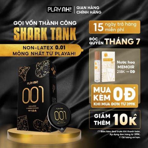 Bao Cao Su PlayAh! Non-Latex Siêu Mỏng 001 - Hộp 3 Cái