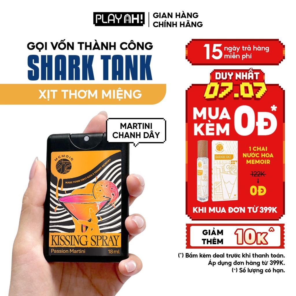 Xịt Thơm Miệng PlayAh! Kissing Spray - Hương Ectasy Mint Sảng Khoái / Passion Martini Quyến Rũ 18ml