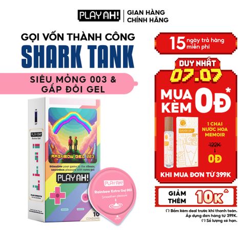 Bao Cao Su PlayAh Rainbow Gel 003 Hộp 10 size 52mm siêu mỏng, nhiều gel