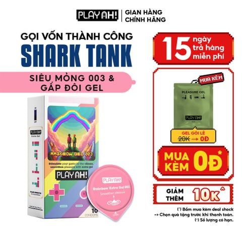 Bao Cao Su PlayAh Rainbow Gel 003 Hộp 10 size 52mm siêu mỏng, nhiều gel