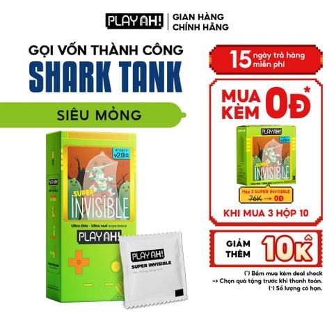 Bao cao su PlayAh Siêu Mỏng Super Invisible - Hộp 10 Cái