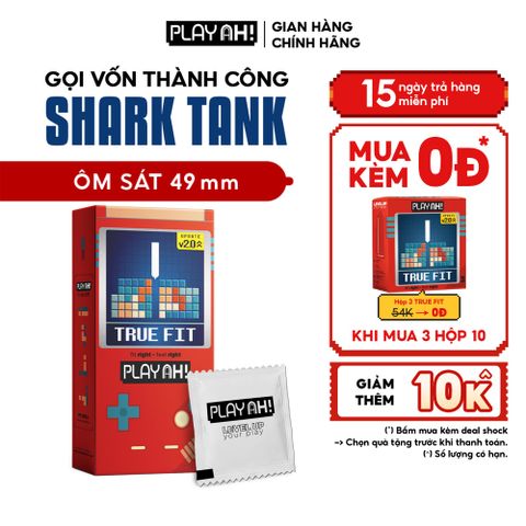 Bao Cao Su PlayAh True Fit Ôm Sát Hộp 10 size 49mm size nhỏ, chống tuột bao