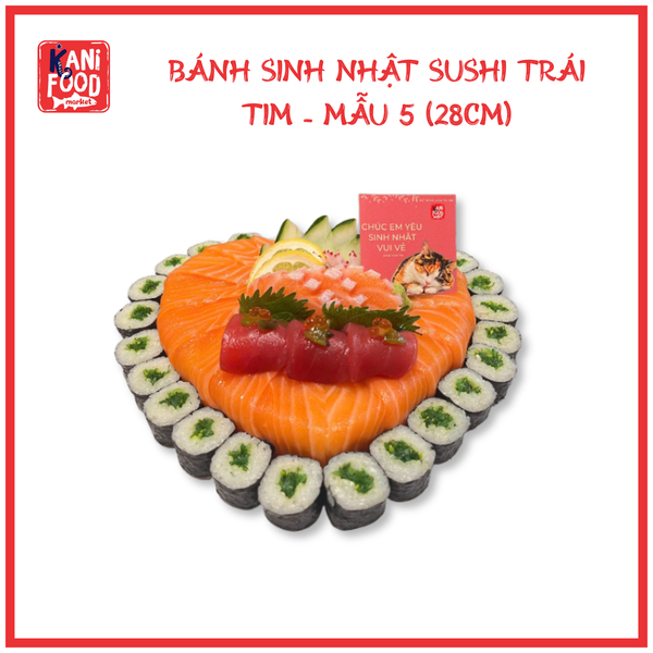 BÁNH SINH NHẬT SUSHI TRÁI TIM - MẪU 5 (28CM)