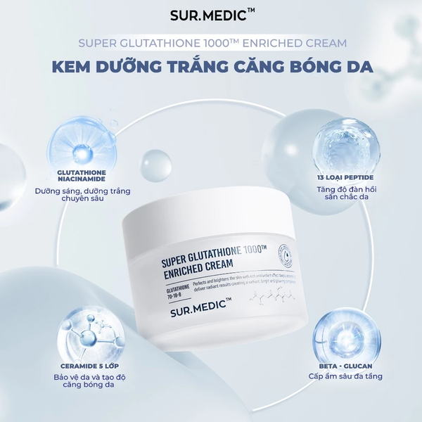 Kem Dưỡng Hỗ Trợ DưỡngTrắng Căng Bóng Da Sur.Medic Super Glutathione 1 –