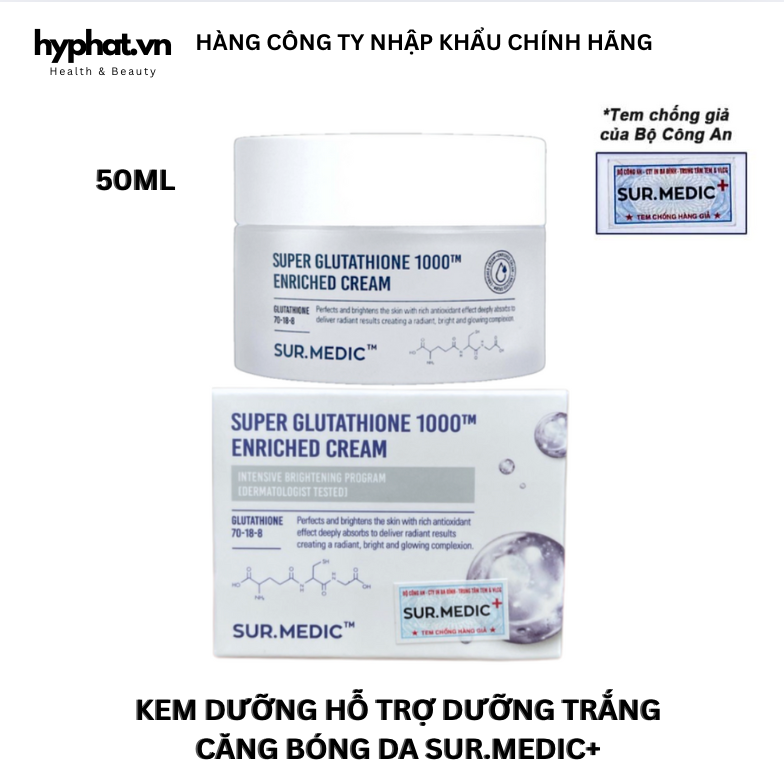 Kem Dưỡng Hỗ Trợ DưỡngTrắng Căng Bóng Da Sur.Medic Super Glutathione 1 –