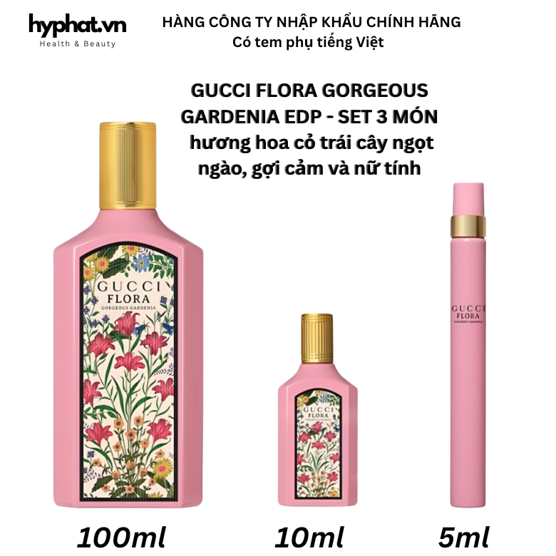 Hàng Công Ty] Set Nước Hoa 3 Món GUCCI Flora Gorgeous Gardenia