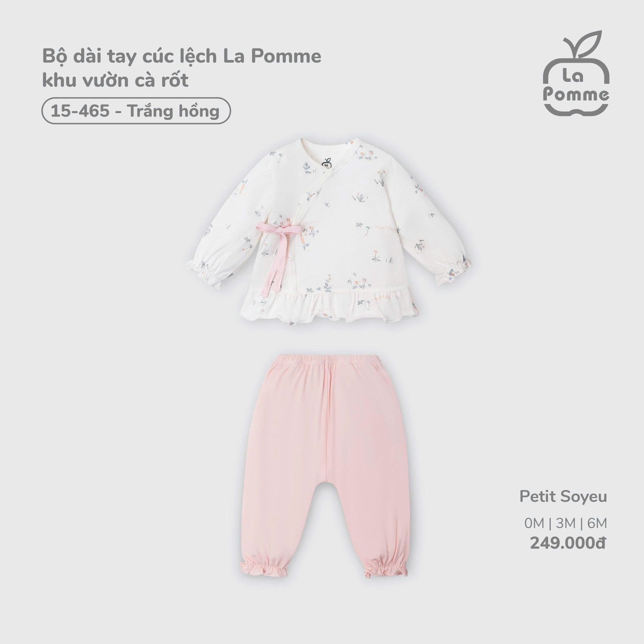  LA POMME - Bộ dài tay cúc lệch khu vườn cà rốt 