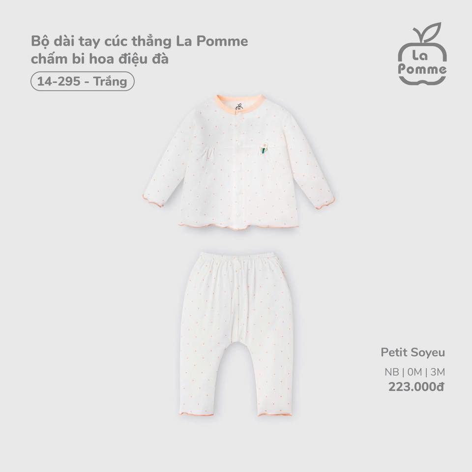  LA POMME - Bộ dài tay cúc thẳng chấm bi hoa điệu đà 