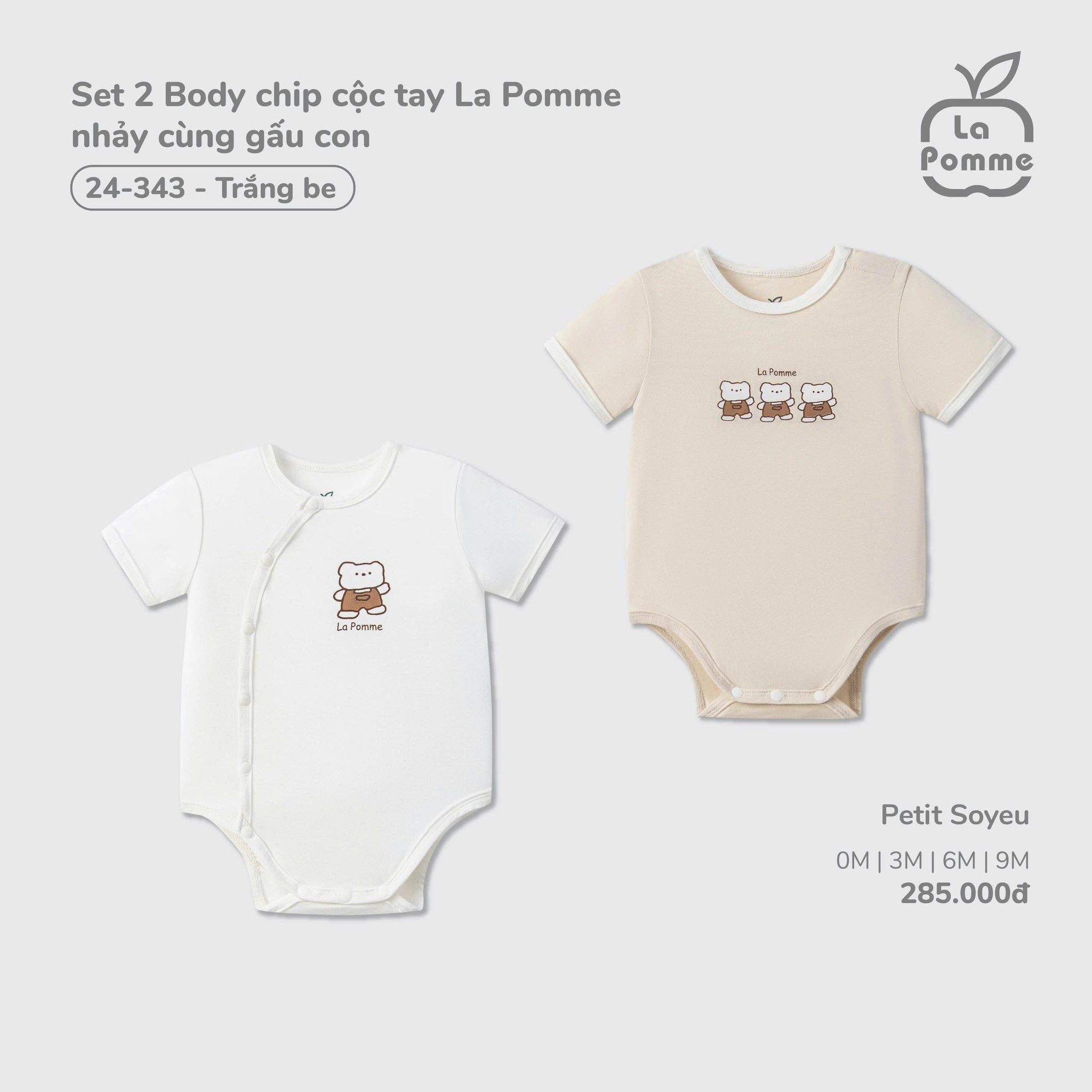  LA POMME - Set 2 Body chip cộc tay nhảy cùng gấu con 