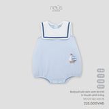  NOUS - Bodysuit sát nách xanh da trời in thuyền phối trắng 