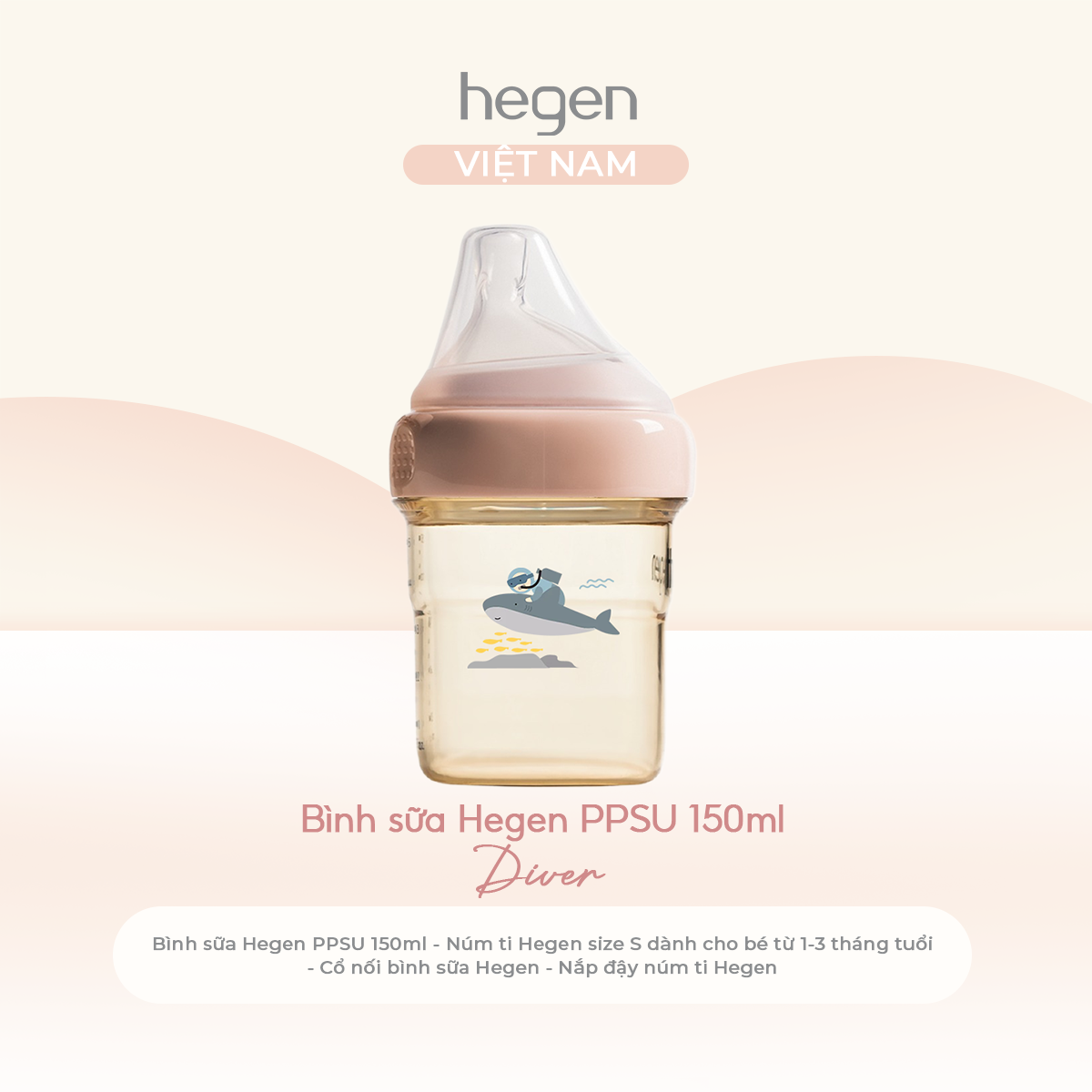  Bình sữa Hegen PPSU Hoạ  Tiết - Pink 