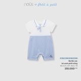  NOUS - Bộ liền cộc kẻ xanh phối trắng 