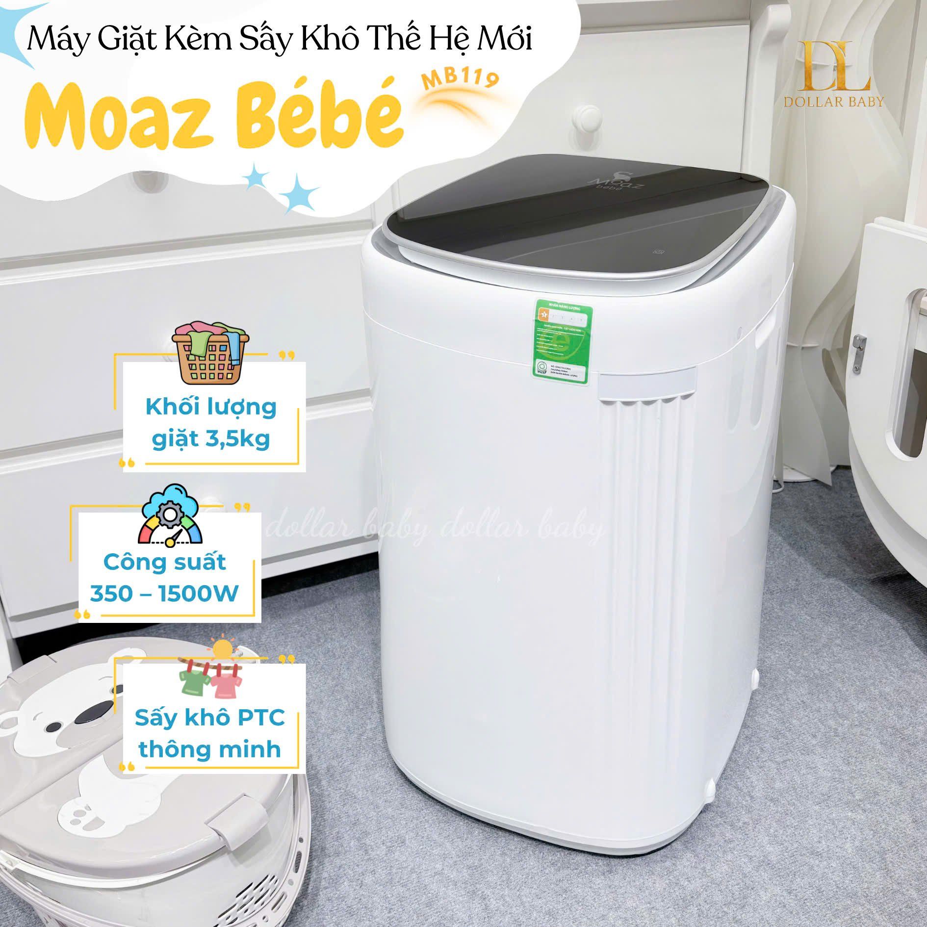  MOAZ BÉBÉ - Máy Giặt Kèm Sấy Khô Thế Hệ Mới - MB119 