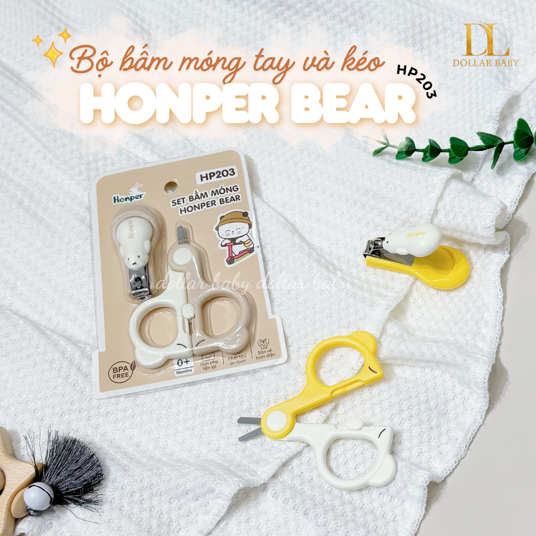  Set bấm móng Honper bear HP203 - dụng cụ vệ sinh móng cho bé 