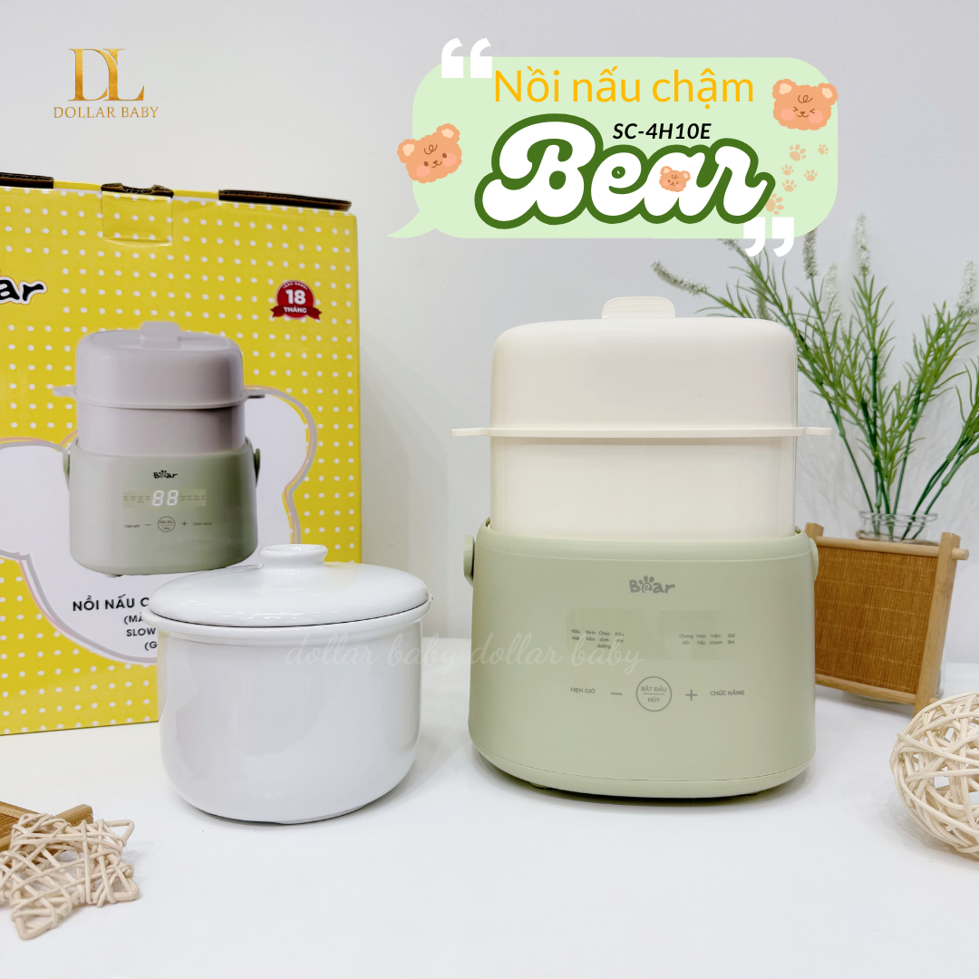  BEAR - Nồi Nấu Chậm 1L Kèm Xửng Hấp - SC-4H10E 