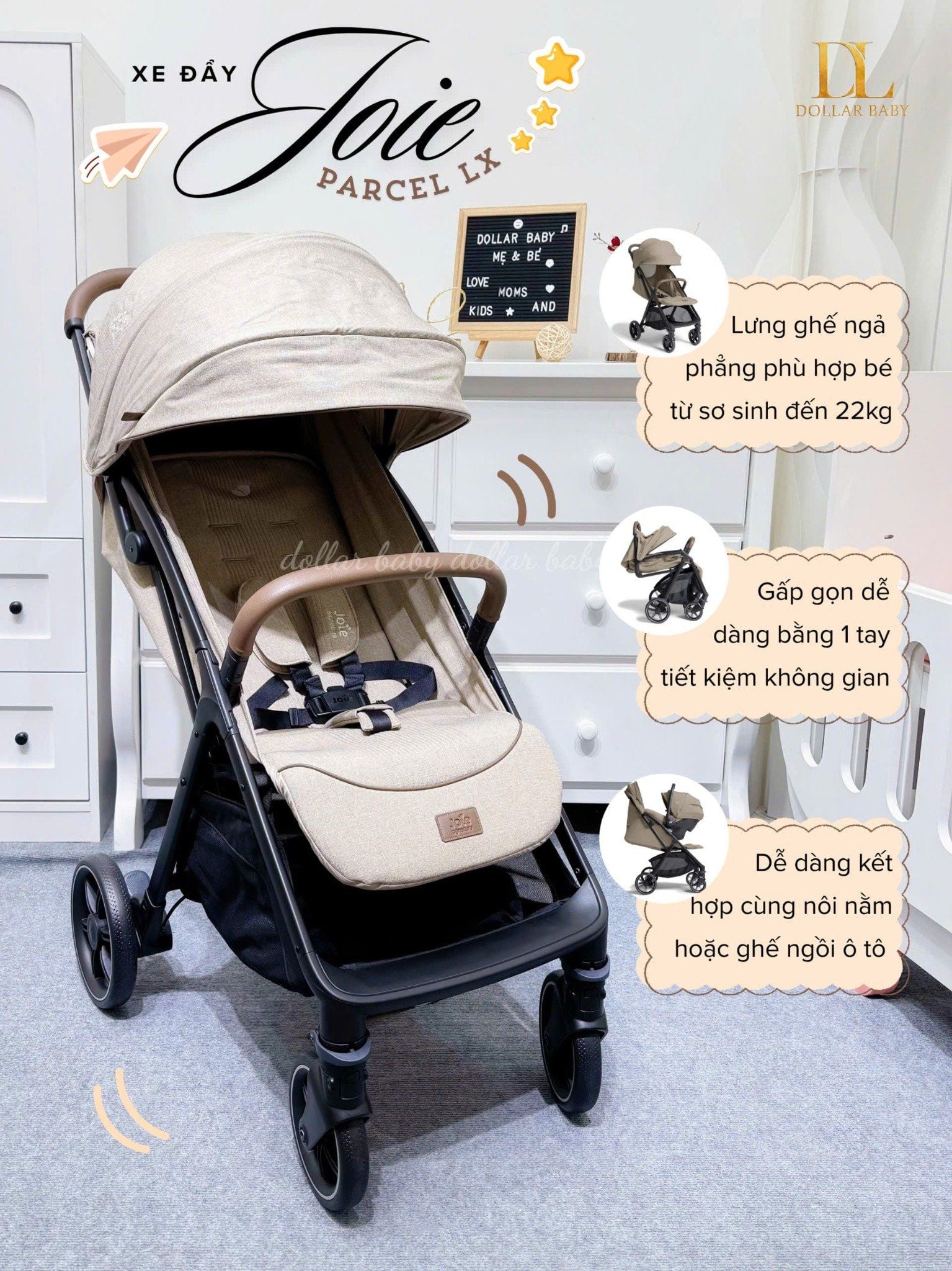  Xe Đẩy Joie Parcel LX W/ RC & ADPT & TB 