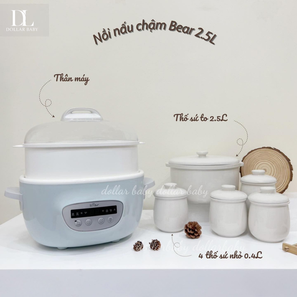 BEAR - Nồi nấu chậm 2.5L - SUBE003 (Xanh) 