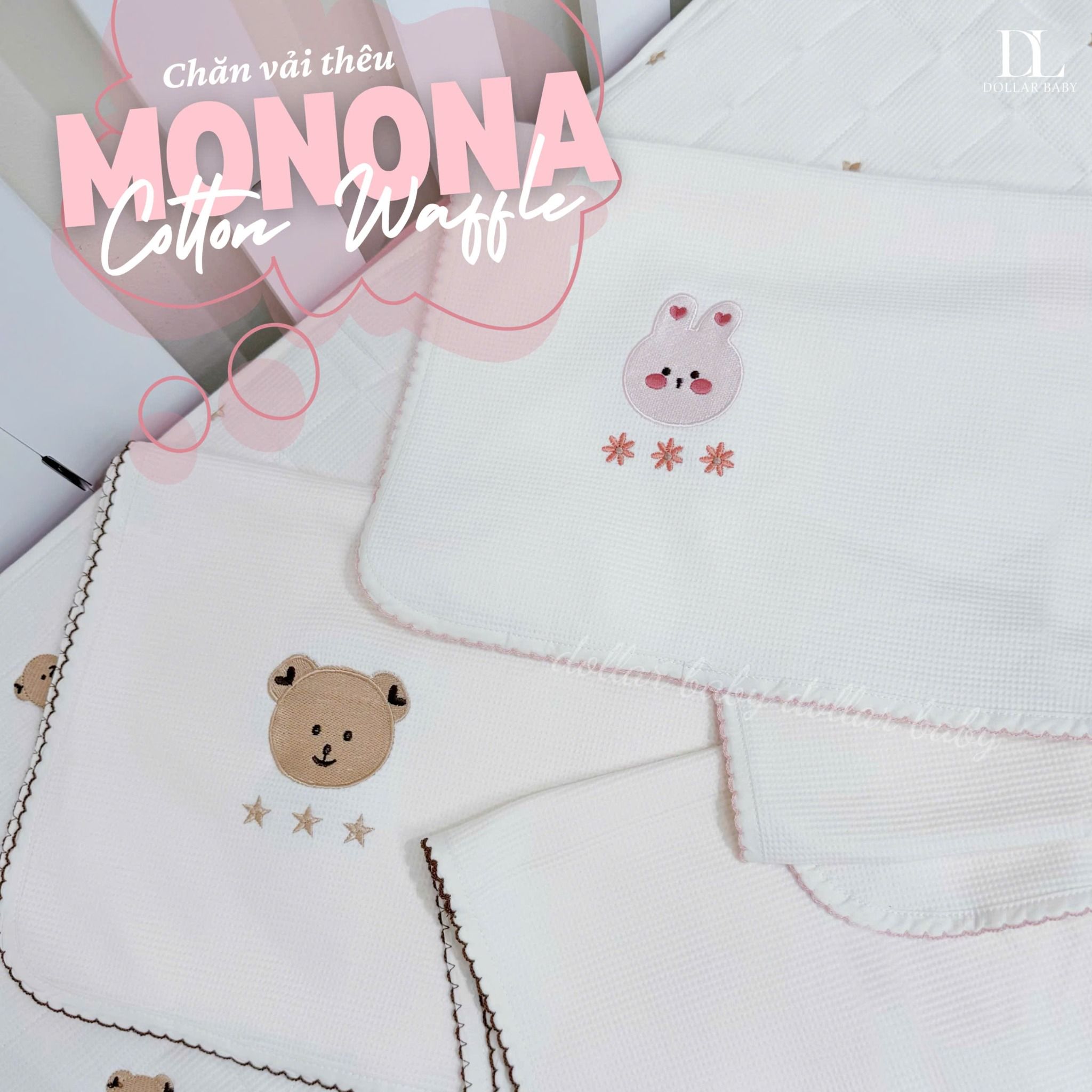  Chăn Thêu Vải Cotton Waffle Monona - MNN097 