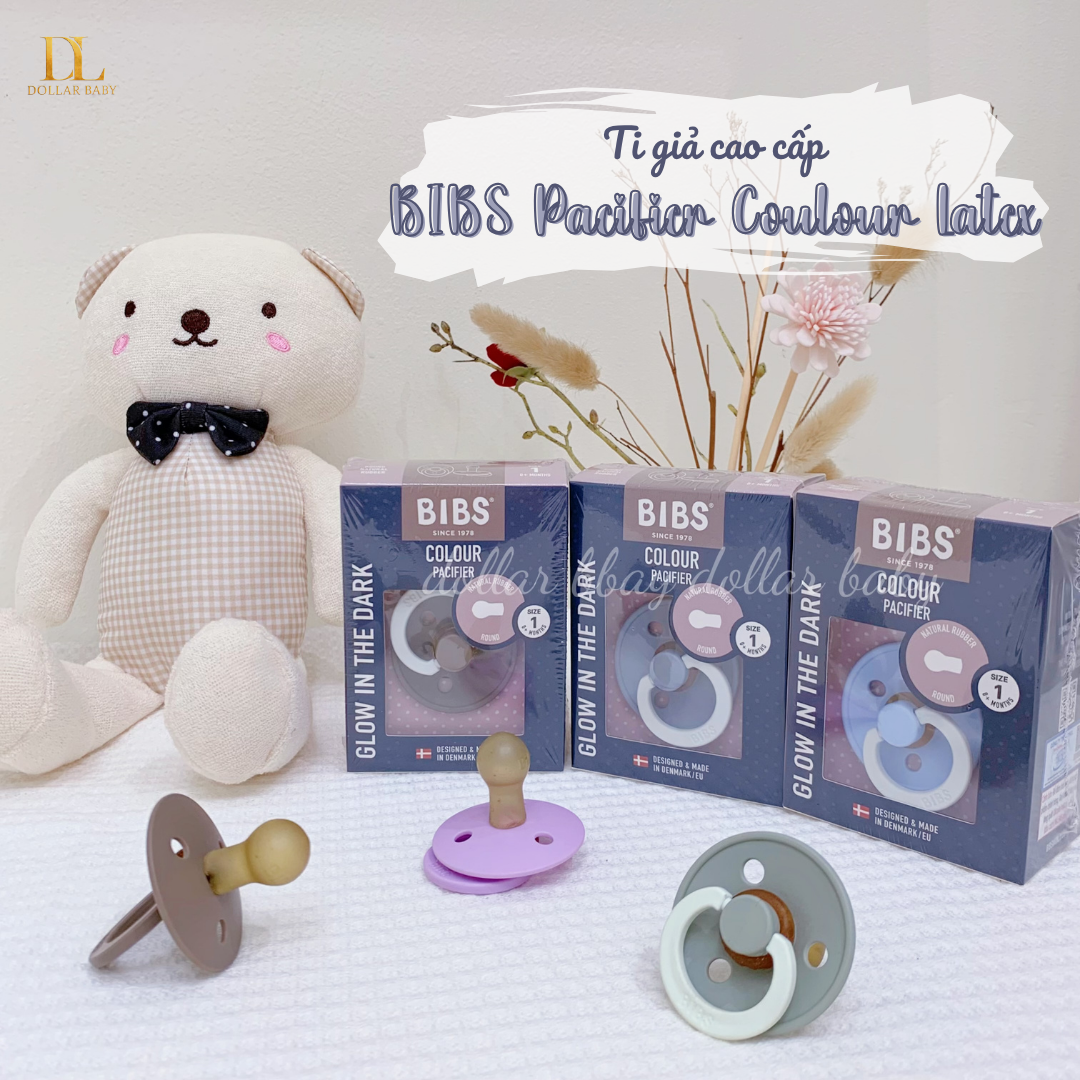  Ty Ngậm Núm Tròn Cao Su Tự Nhiên BIBS Pacifier Colour Latex Size 2 - 6M+ 