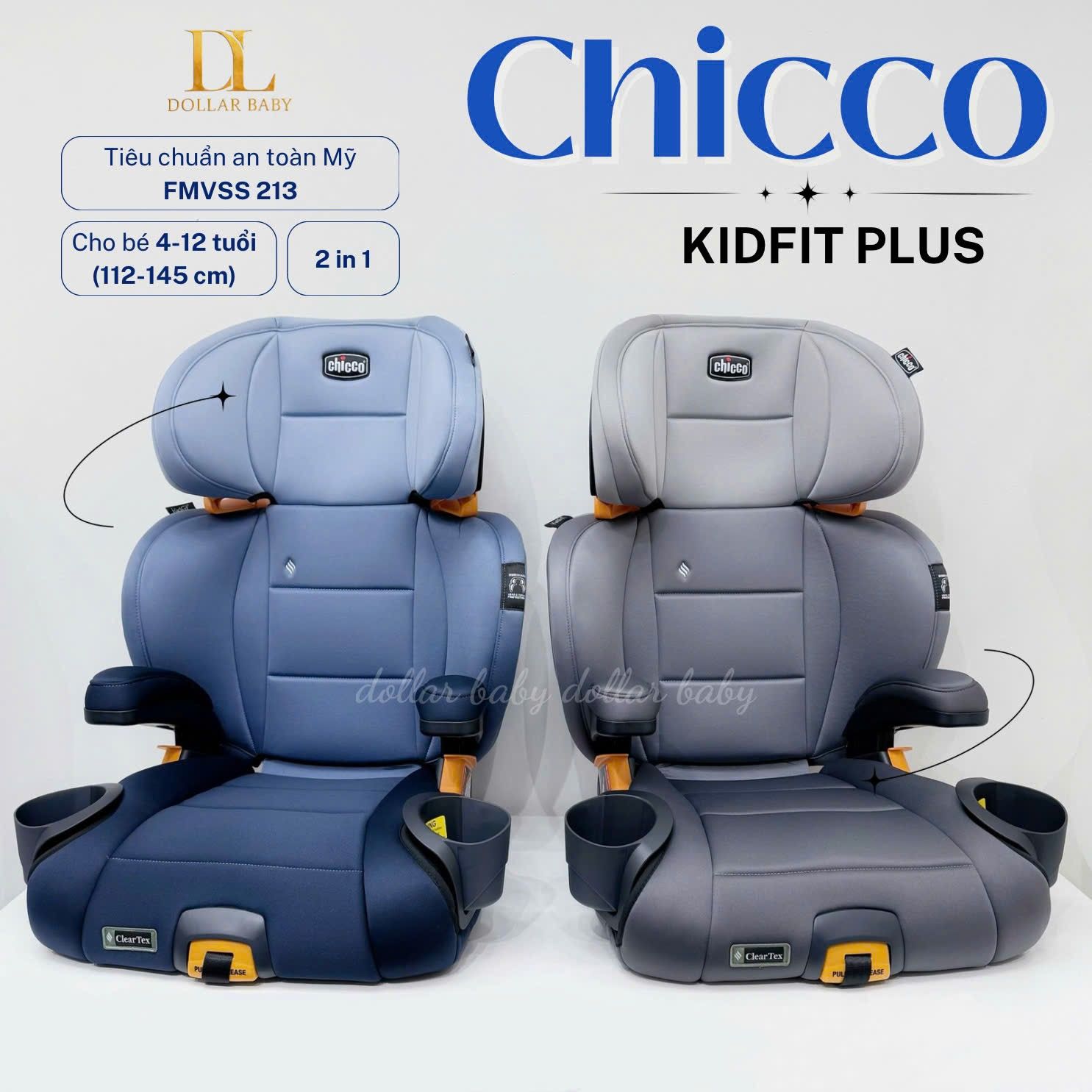  Ghế ô tô Chicco KidFit Plus 2 trong 1 ISOFIX ClearTex 