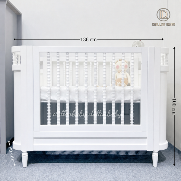  Cũi Gỗ Cao Cấp VICTORIA Trắng ( ELLIE ) 