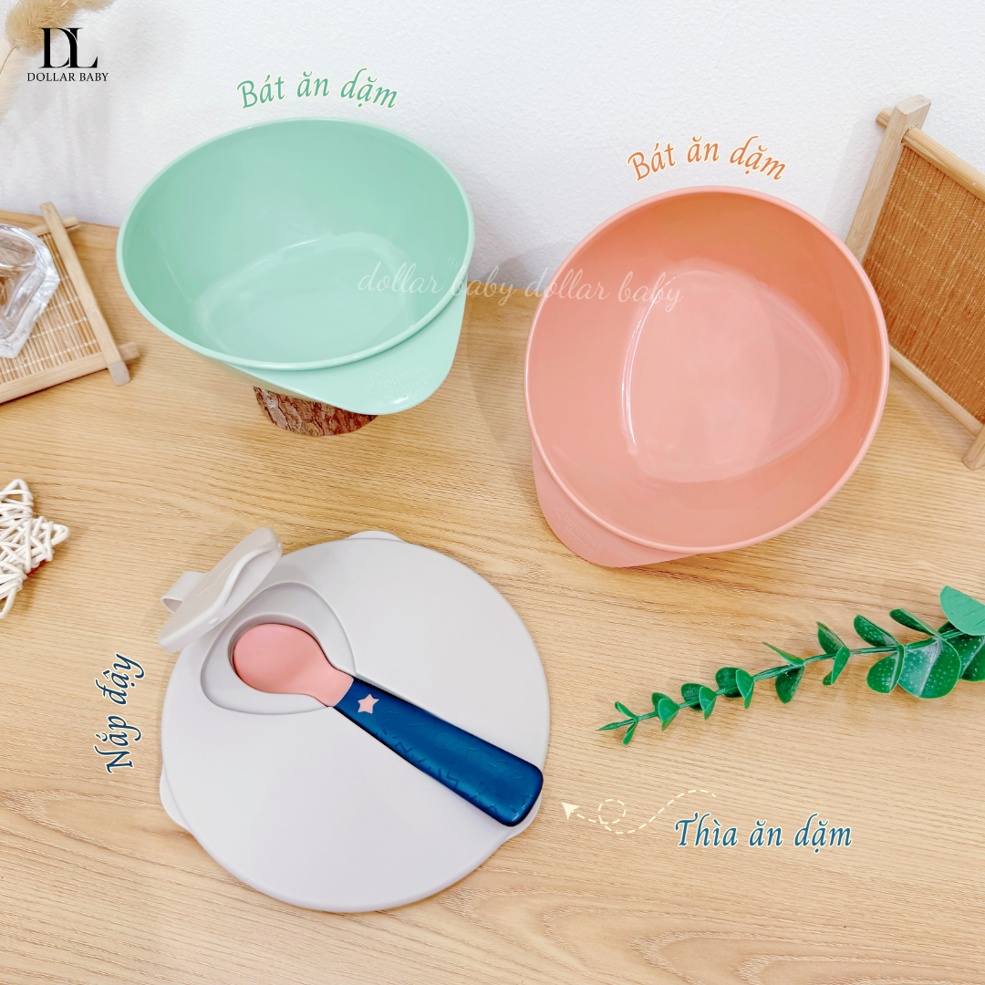  TOMMEE TIPPEE - Bát Ăn Dặm Có Nắp Kèm Thìa Easy Scoop Cho Bé Từ 6 Tháng (Set 2 Cái) 