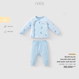  NOUS - Bộ dài tay áo họa tiết chim xanh phối quần xanh da trời 