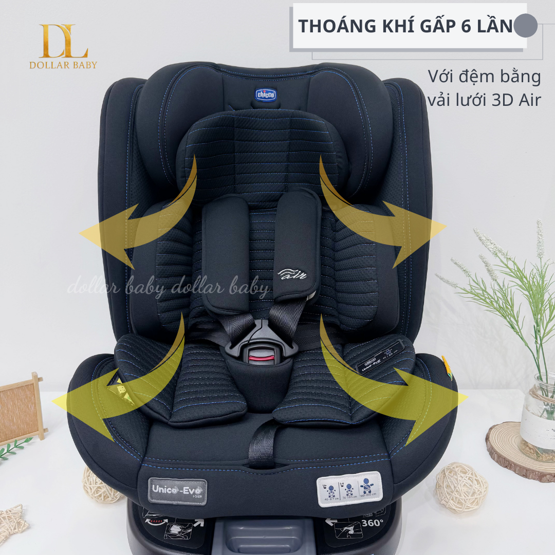  Ghế ô tô Chicco Unico Evo Air xoay 360˚ ISOFIX 