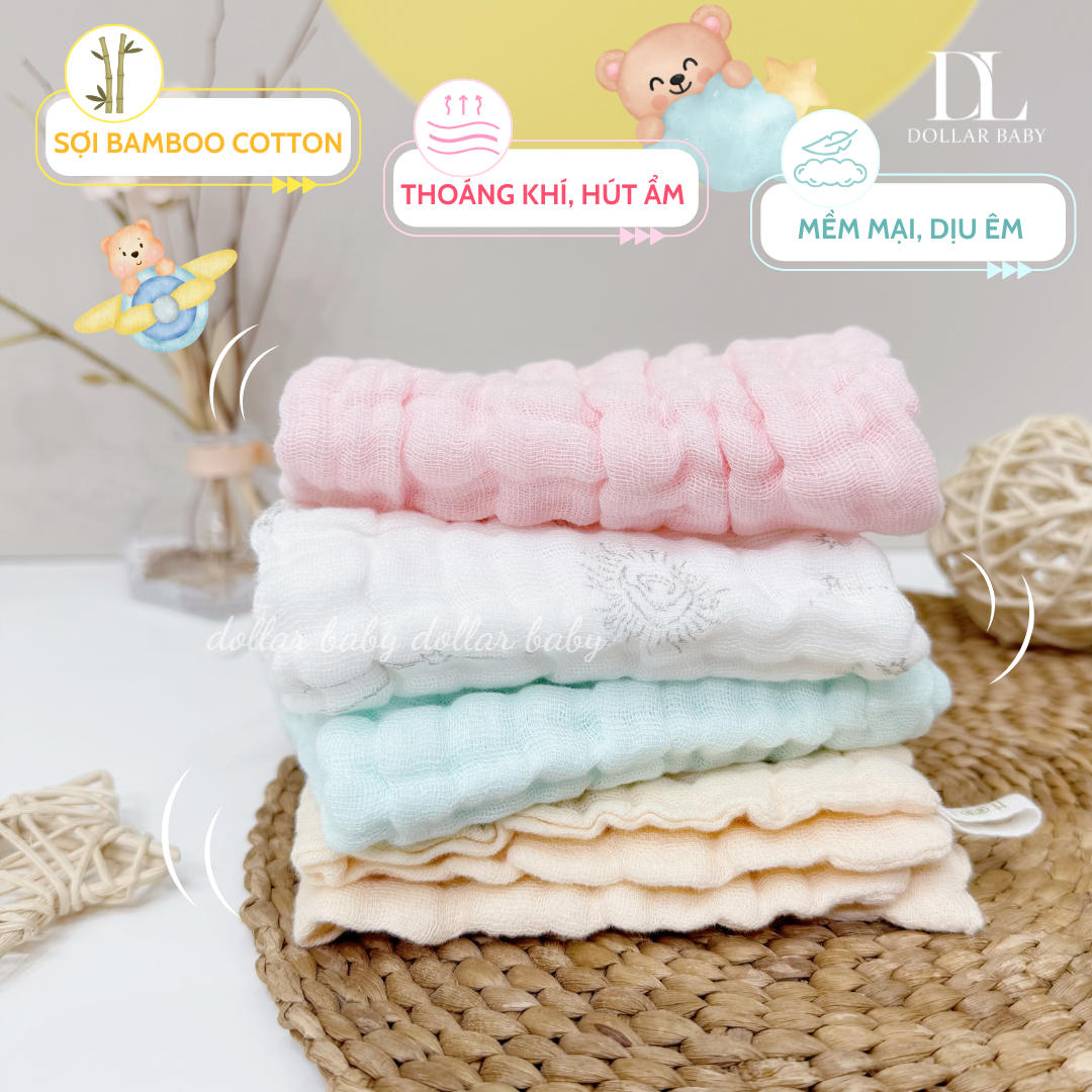  HRNEE - Set 3 khăn xô sữa nhăn muslin 
