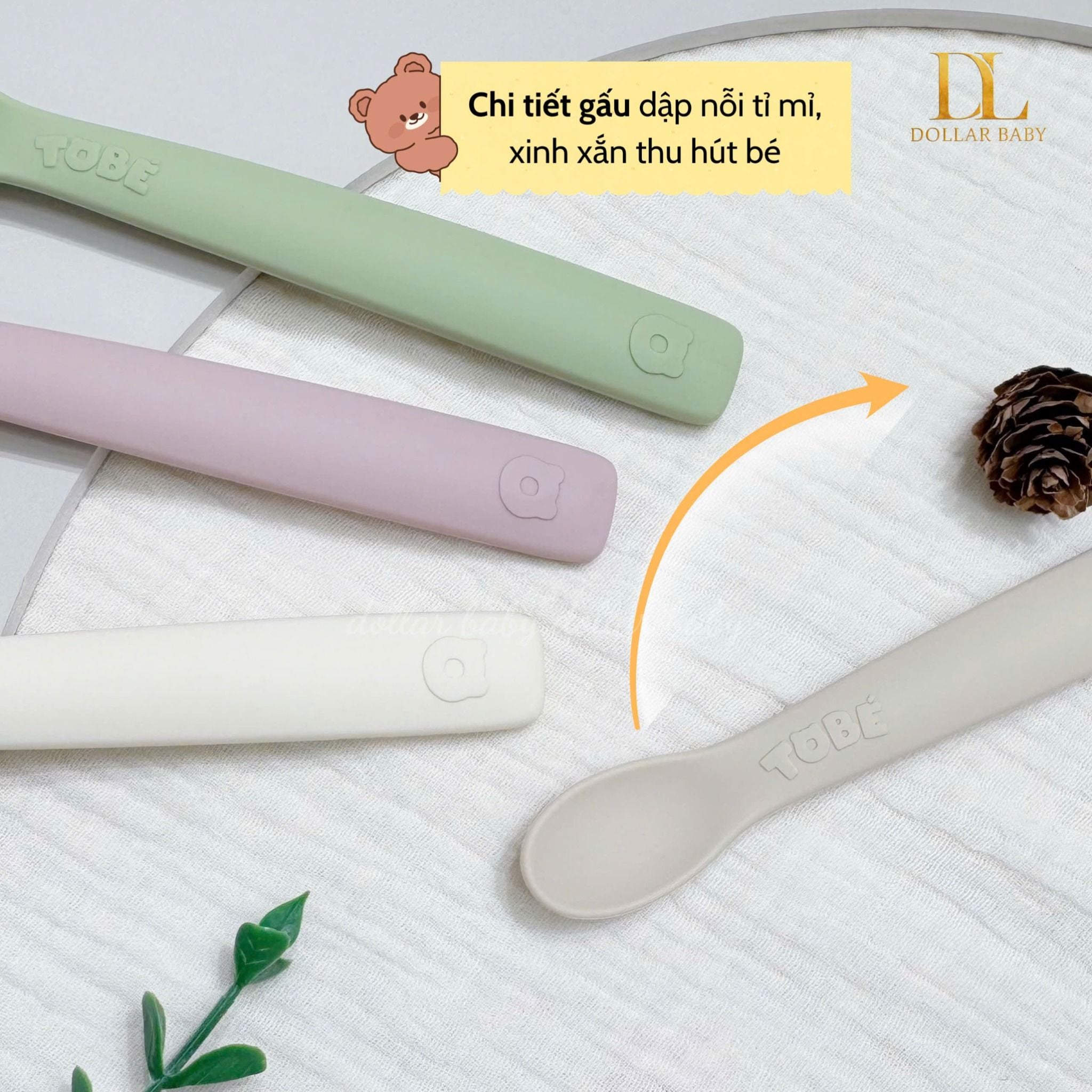  Bộ 3 Thìa Ăn Dặm Silicone Tobe MS 3211 