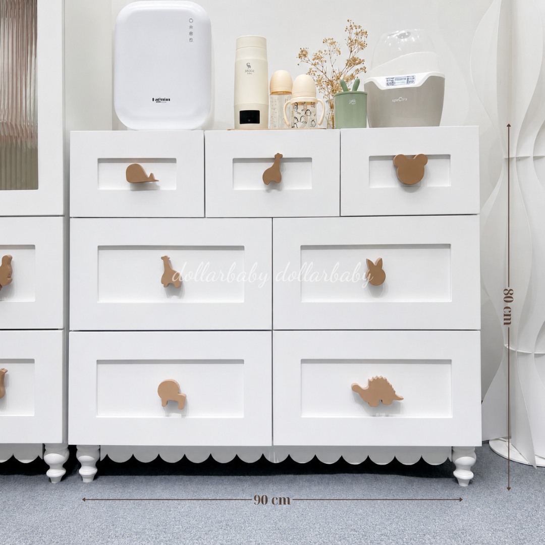  Bộ Tủ Gỗ Kính Trong - Tay Cầm Hình Thú 