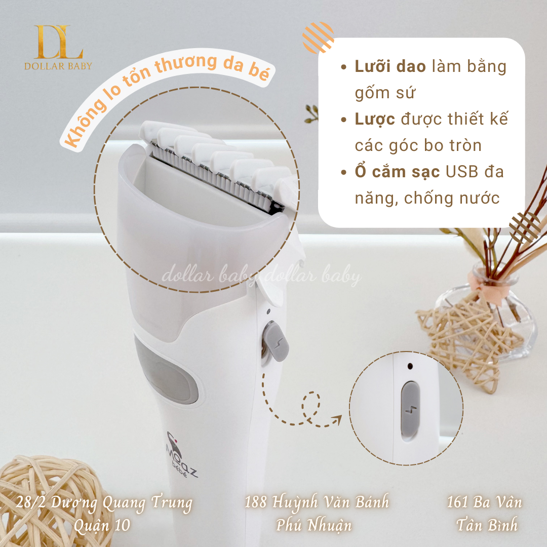  MOAZ BÉBÉ - Tông đơ điện cắt tóc cho bé - MB100 