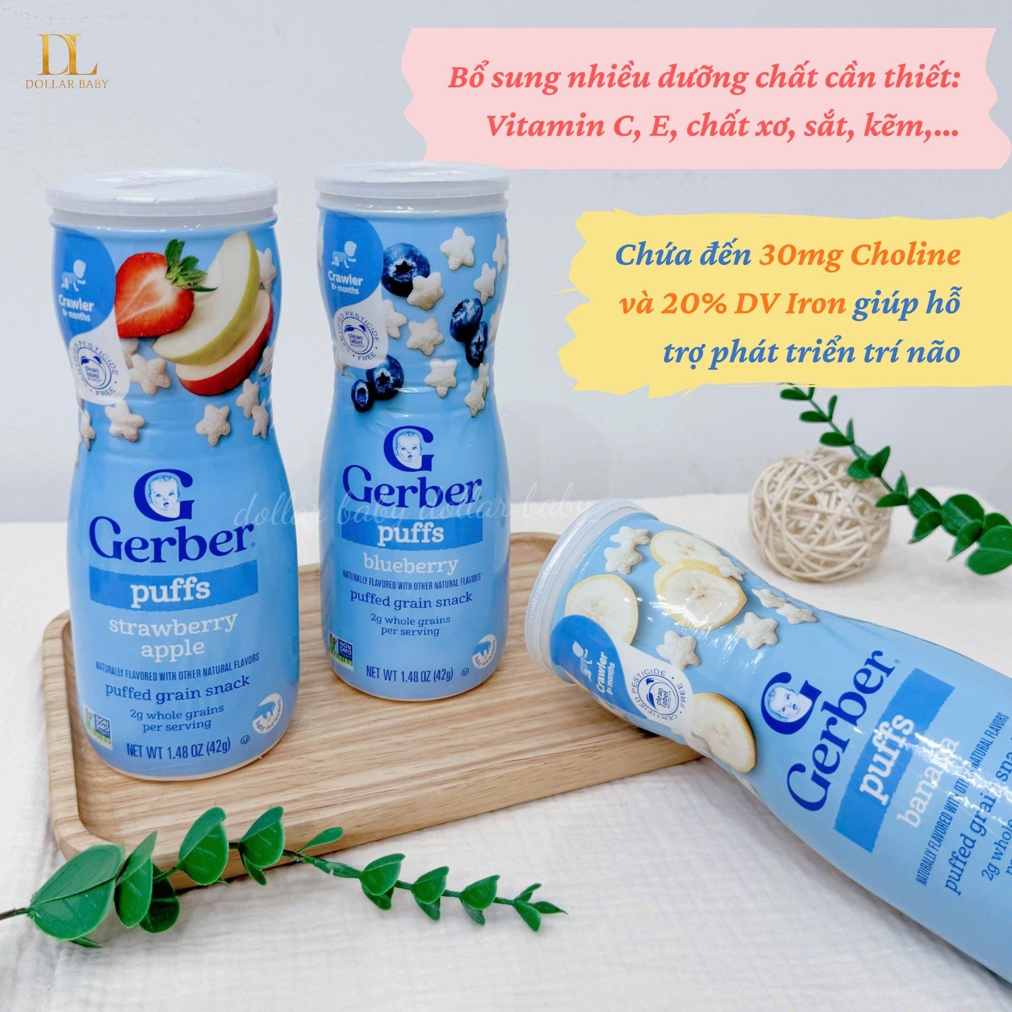  Bánh Ăn Dặm GERBER PUFFS ( 8M ) 