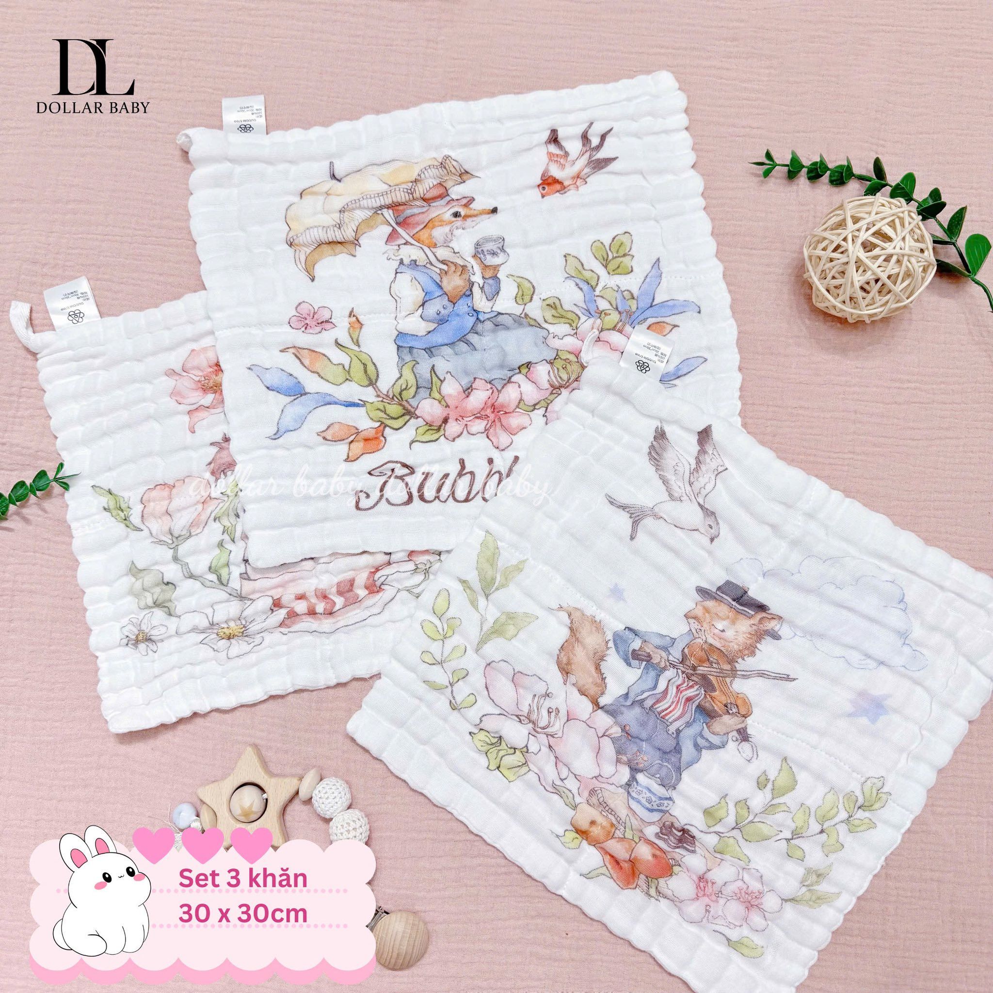  Set 3 Khăn Sữa Cotton Bubble Tree 