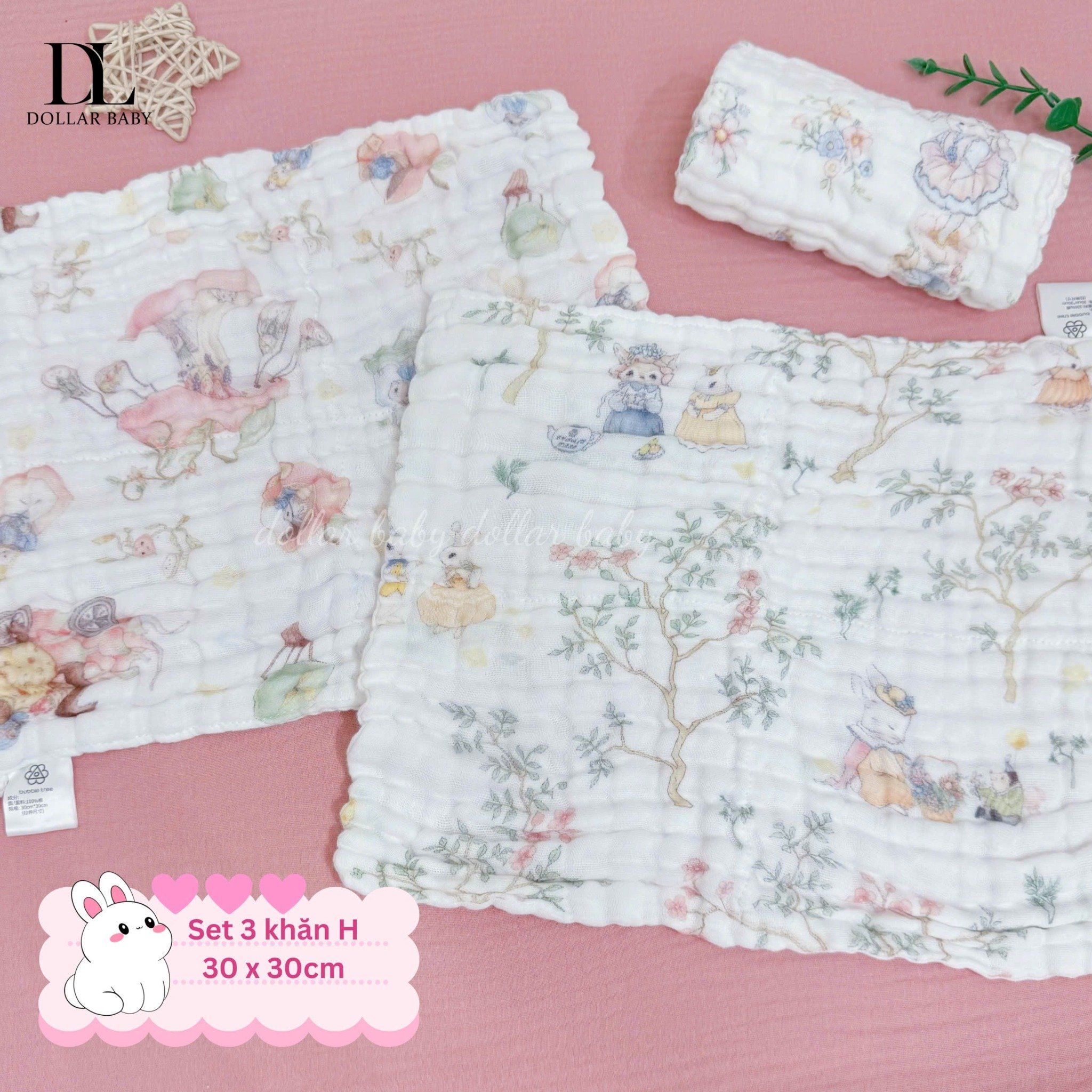  Set 3 Khăn Sữa Cotton Bubble Tree 