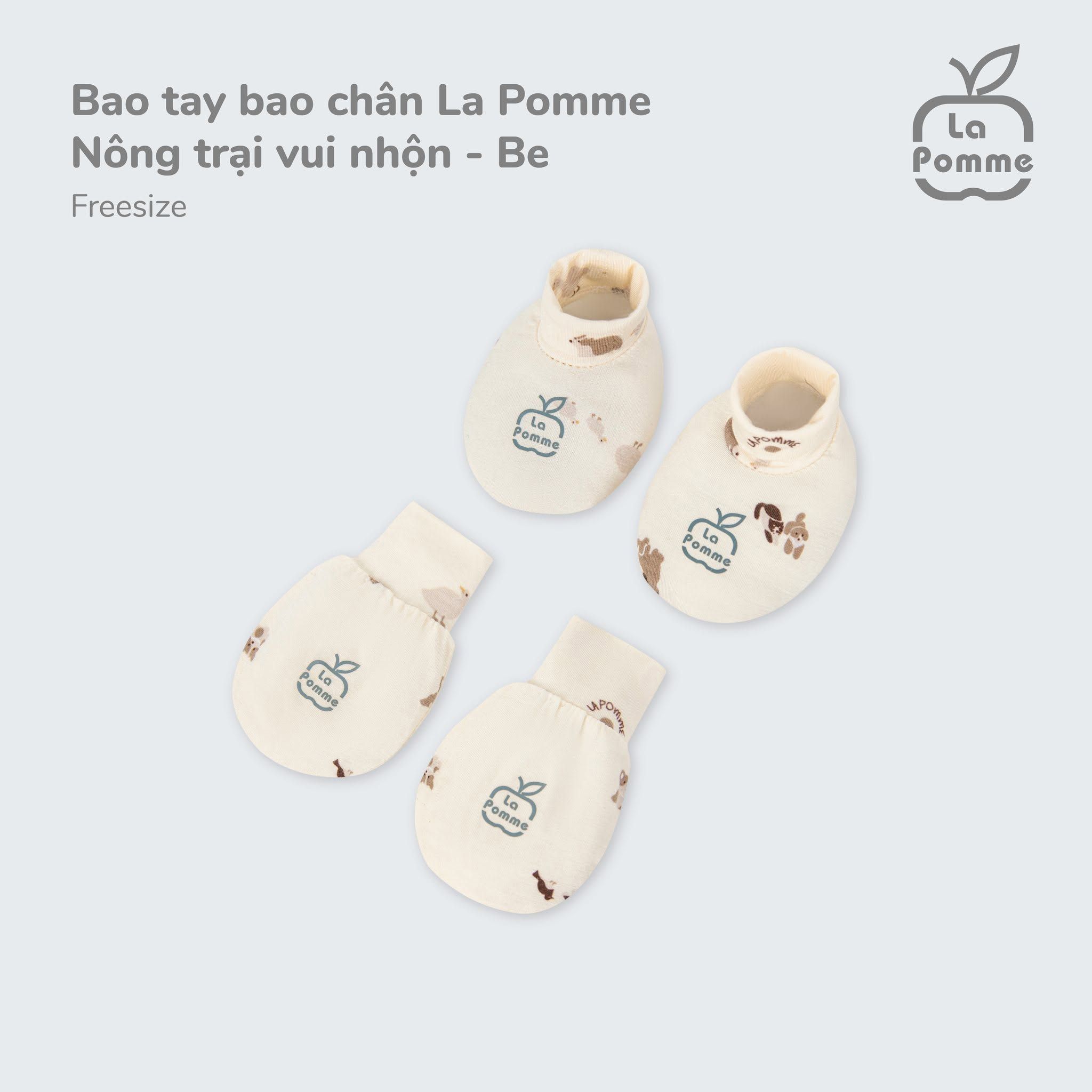  LA POMME - Set bao tay bao chân sơ sinh nông trại vui nhộn 
