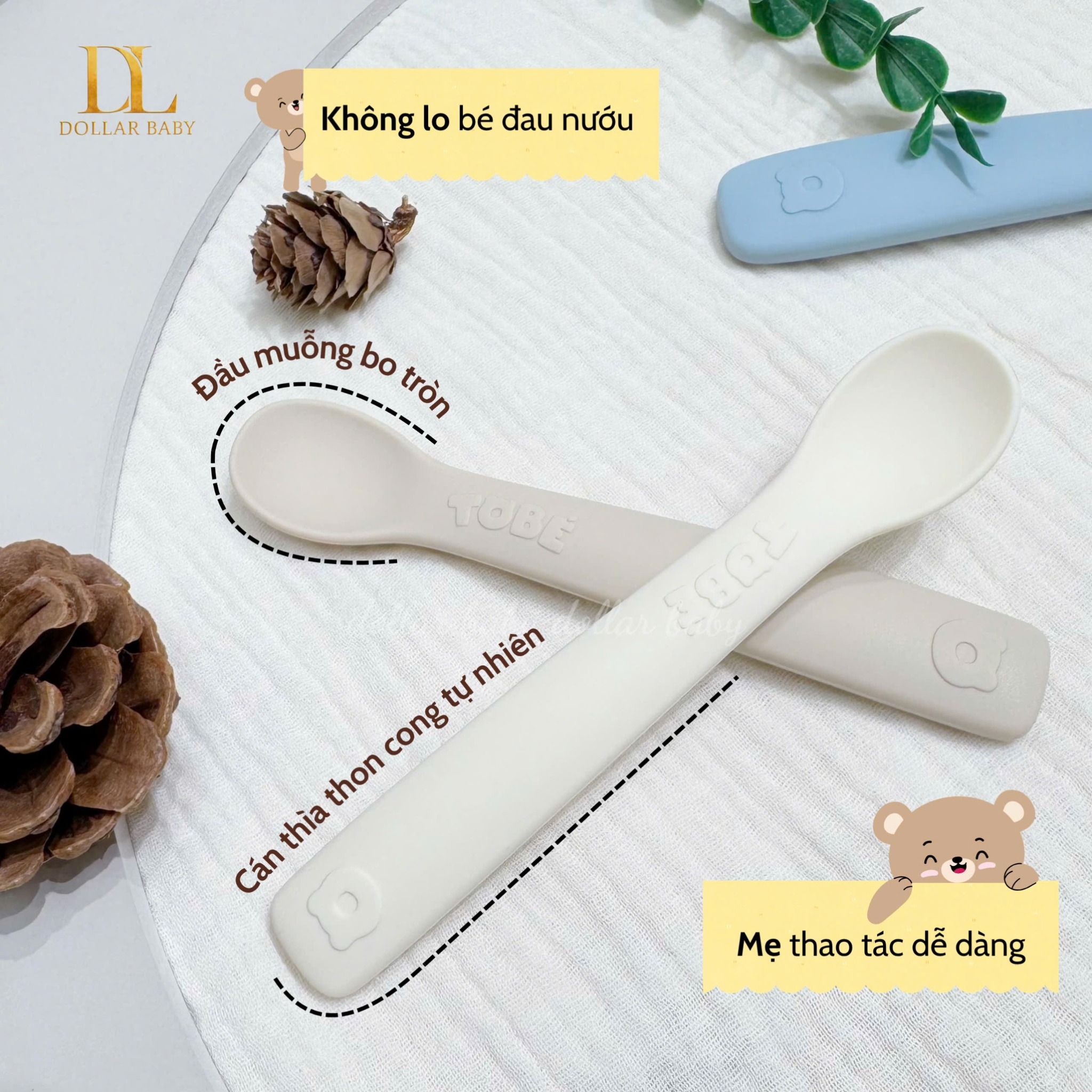  Bộ 3 Thìa Ăn Dặm Silicone Tobe MS 3211 