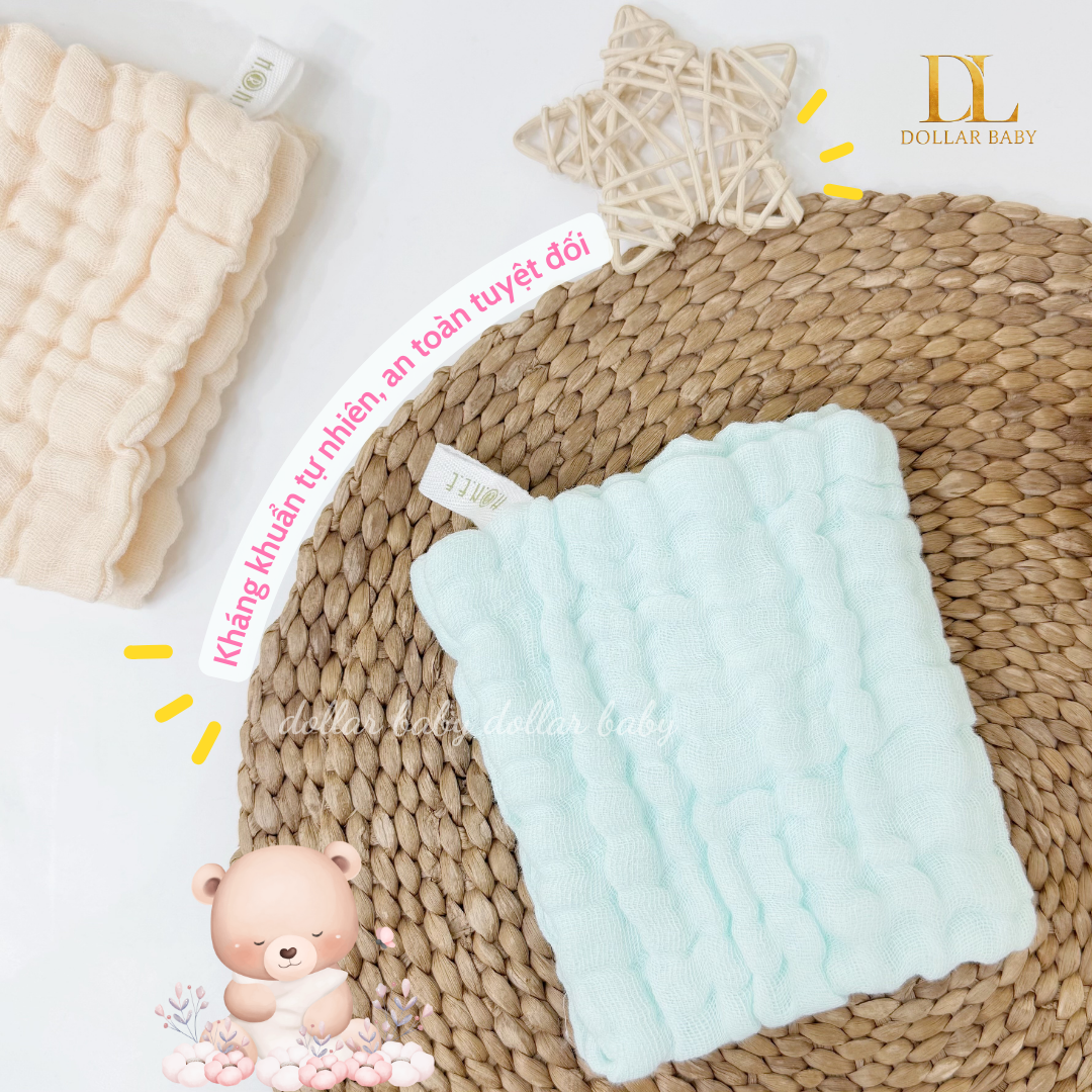  HRNEE - Set 3 khăn xô sữa nhăn muslin 