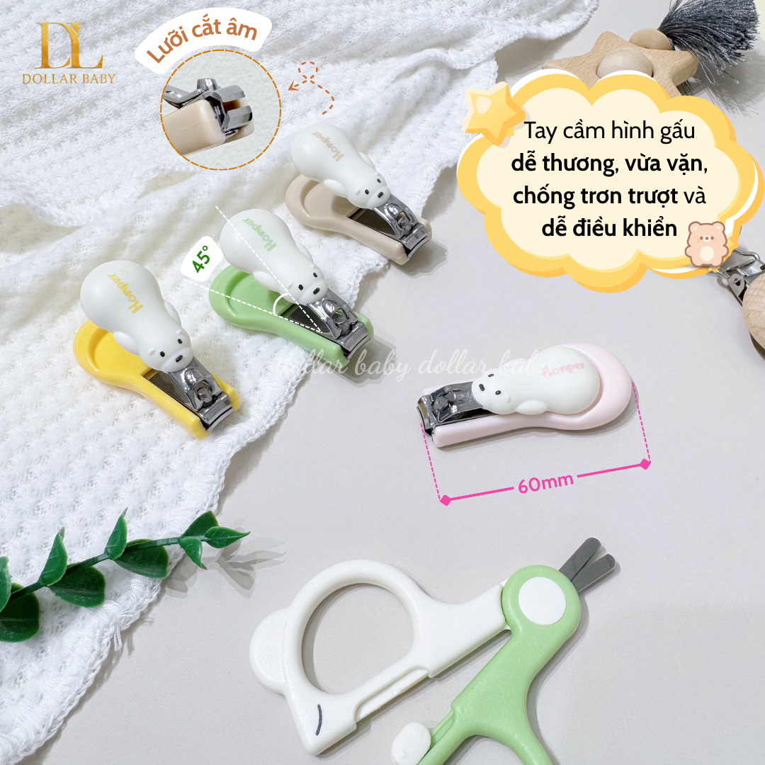  Set bấm móng Honper bear HP203 - dụng cụ vệ sinh móng cho bé 