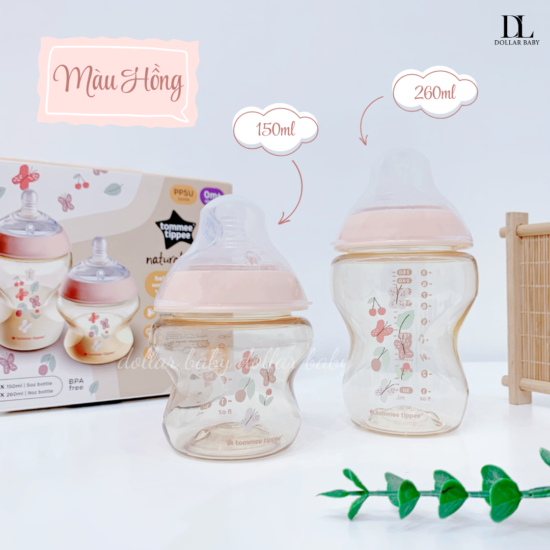  TOMMEE TIPPEE - Set 2 Bình Sữa PPSU Natural Start Hoạ Tiết 