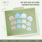  HRNEE- Set pk mũ bao tay chân Bamboo Mix Modal 