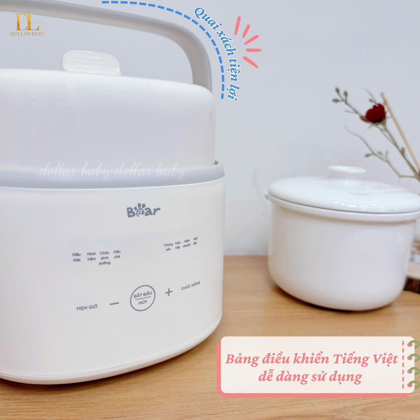  BEAR - Nồi Nấu Chậm 1L Kèm Xửng Hấp - SC-4H10E 