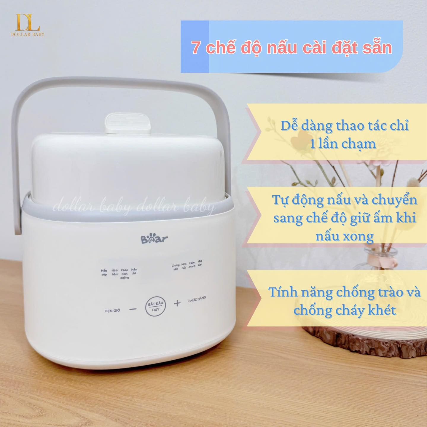  BEAR - Nồi Nấu Chậm 1L Kèm Xửng Hấp - SC-4H10E 